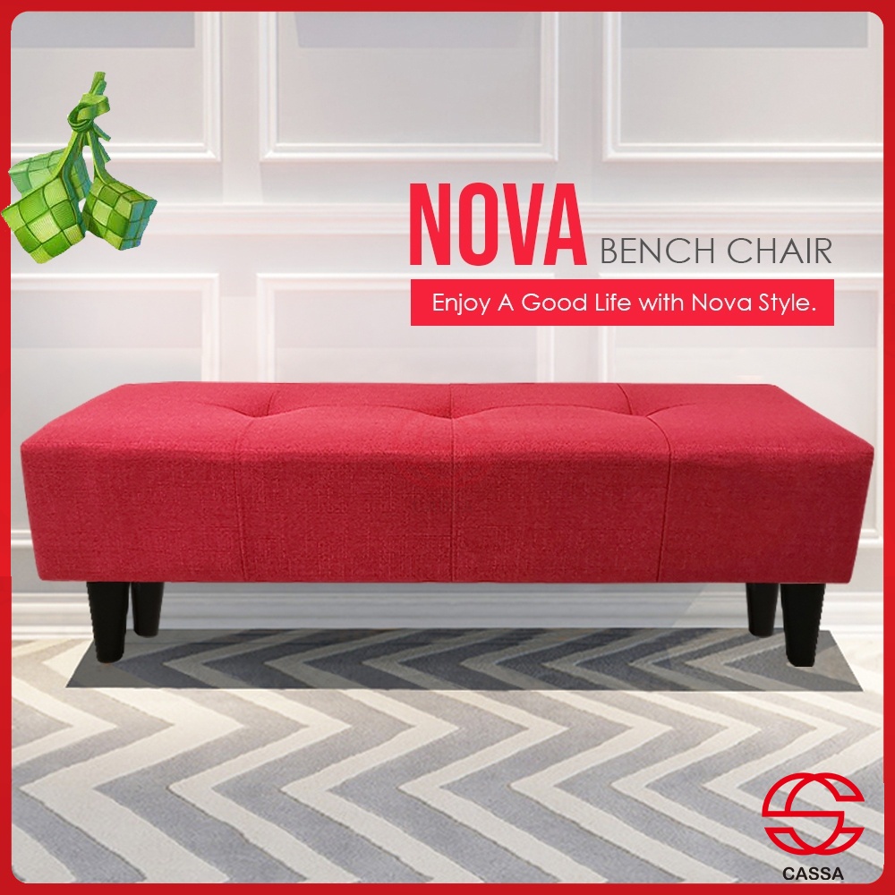 Cassa Nova 4 Feet Long Stool Bench Chair Fabric Sofa Ottoman Living Room Bedroom Cafe Kerusi