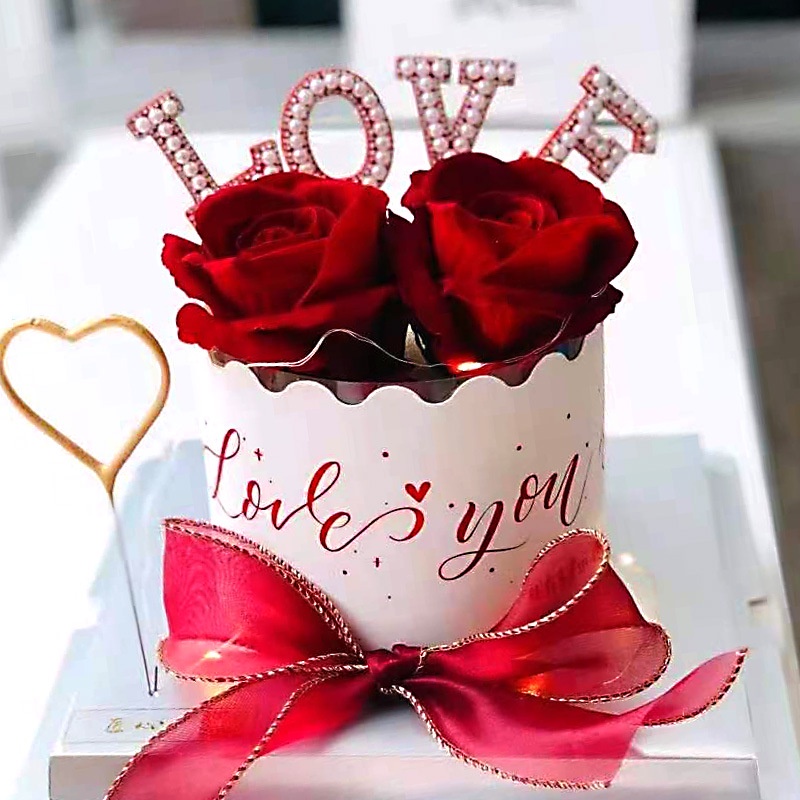 LOVE Cake Topper Red Pink White Pearl Letter Topper Birthday Cake ...