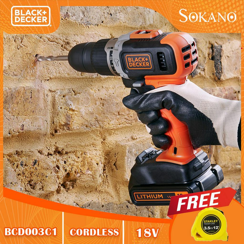 BLACK + DECKER BCD003C1 18V 1.5AH Lithium-ion 2 Speed Hammer Drill ...