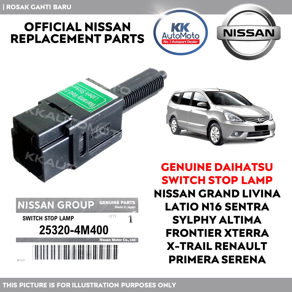 Nissan Livina Latio N16 Sentra Altima XTrail [2 Pin] Genuine Nissan Stop Lamp Switch Brake
