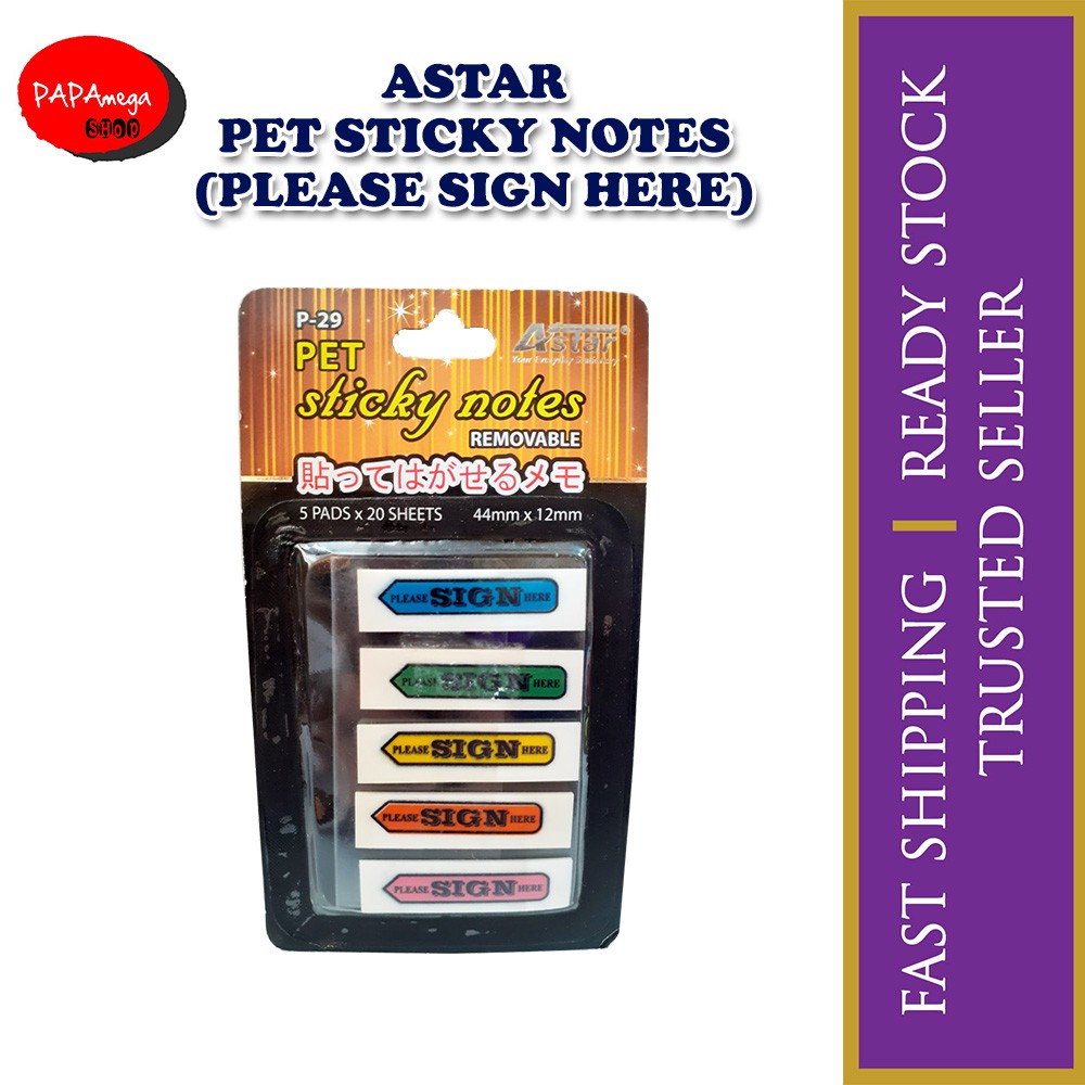 ASTAR PET STICKY NOTES REMOVABLE (PLEASE SIGN HERE) | Shopee Malaysia