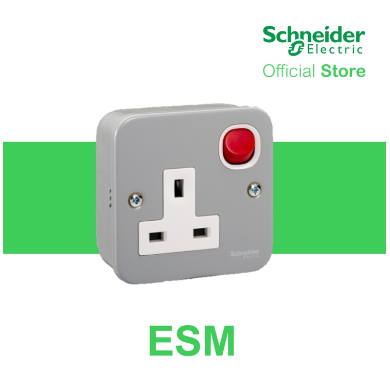 Schneider Electric Esm Metal Clad 13a 1 Gang Switched Socket Red Button Shopee Malaysia 6674