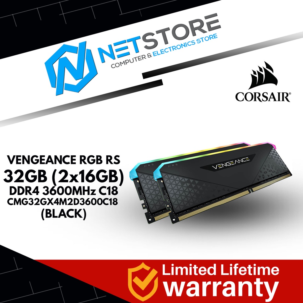 CORSAIR VENGEANCE RGB RS 32GB (2x16GB) DDR4 3600MHz C18 RAM (BLACK ...