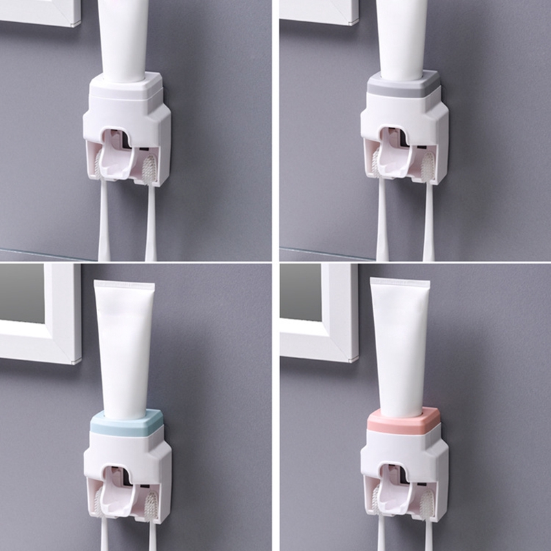 Automatic Dispenser Wall Mount Toothbrush Holder Lazy Toothpaste ...