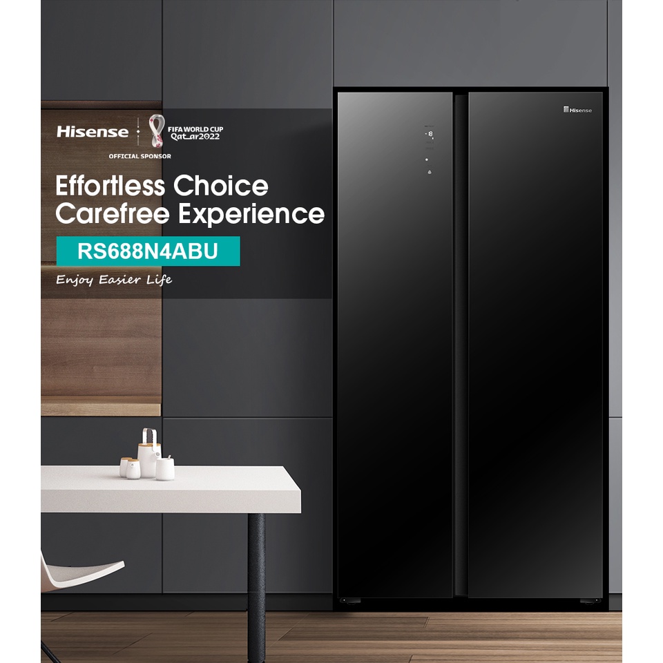 Hisense Refrigerator 620L Glass Door Inverter Side by Side Fridge