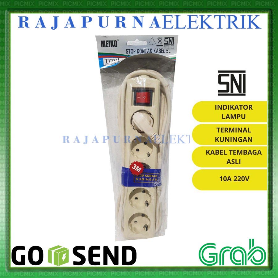 5-hole Socket - on-off Switch - 3m 3m Cable - SNI - MEIKO | Shopee Malaysia
