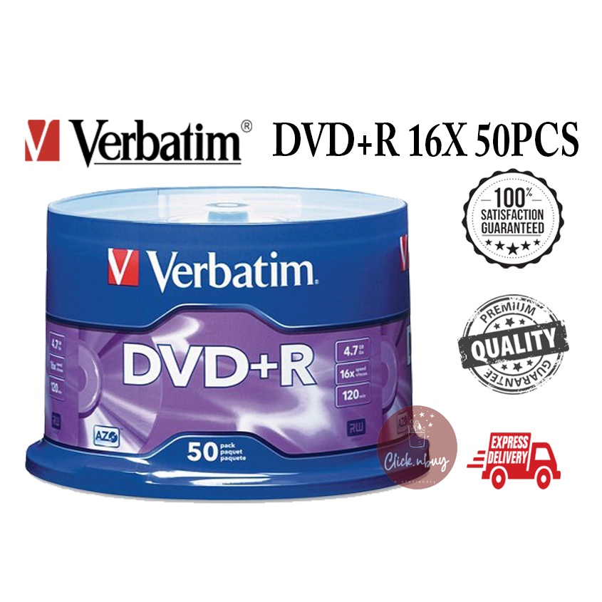 VERBATIM BLANK DISC DVD DVDR DVD+R 16X 4.7GB 120MIN 50PCS | Shopee Malaysia