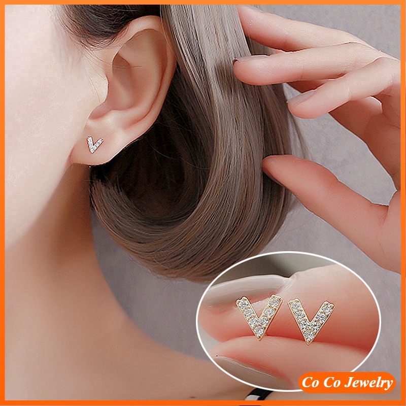 V Earrings Women Studs, Earrings Letter V