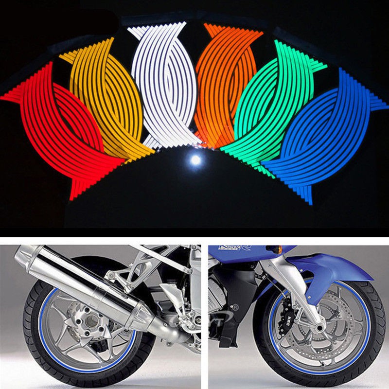 16 PCS Waterproof Motorcycle Wheel Rim Reflective Stickers YAMAHA HONDA ...