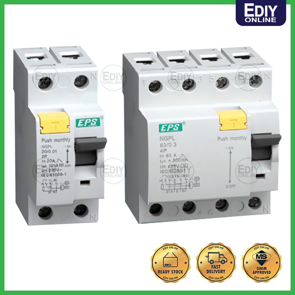 【CLEAR STOCK】 EPS 40A 300mA RCCB (SIRIM Approve) 1 UNIT | Shopee Malaysia