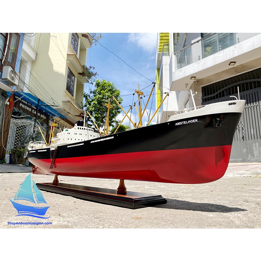 Amstelhoek Amsterdam 100cm Natural Wood Cargo Ship Model, Sea Cargo ...