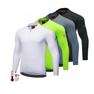 Santic Men Long Sleeve Cycling Jersey UV Protection Bicycle Jersey  Reflective Three Pockets Breathable Bike Shirts for Men WM0C01112ER