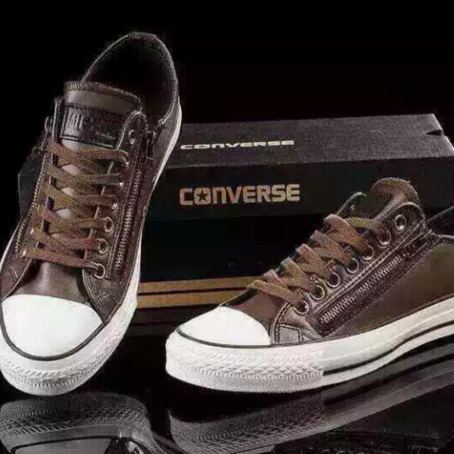 Leather converse with zipper best sale