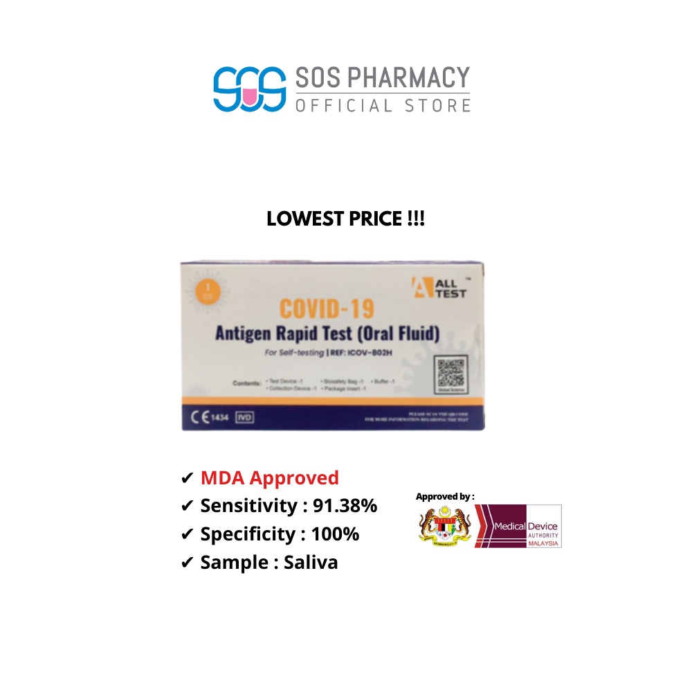 Alltest Covid Antigen Rapid Test Kit Oral Fluid Saliva S Exp