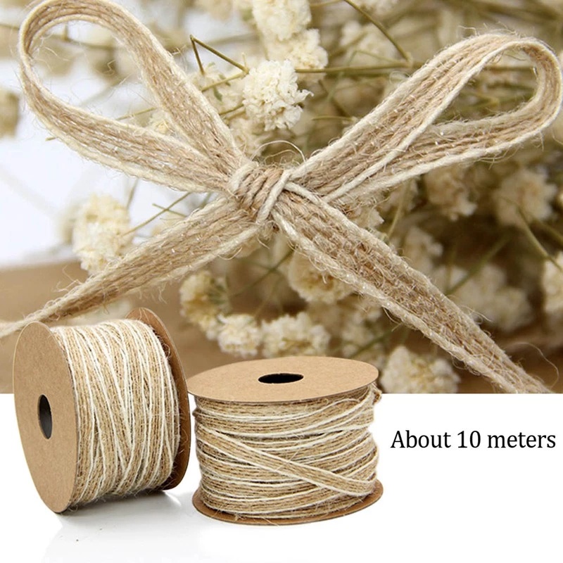 10M Vintage Rustic Wedding Decoration DIY Craft Natural Brown Jute Hemp ...