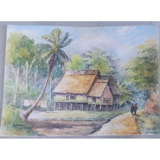 lukisan pemandangan kampung