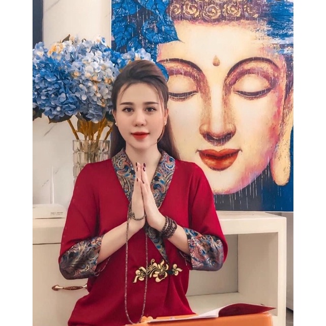 Do Lam model for women going to temple, red dharma outfit with ...