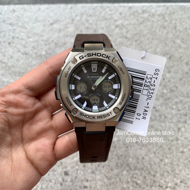 100 CASIO G SHOCK GST S330L 1A Tough leather material G SHOCK GSTS330L1A GSTEEL JAM SPORT Shopee Malaysia