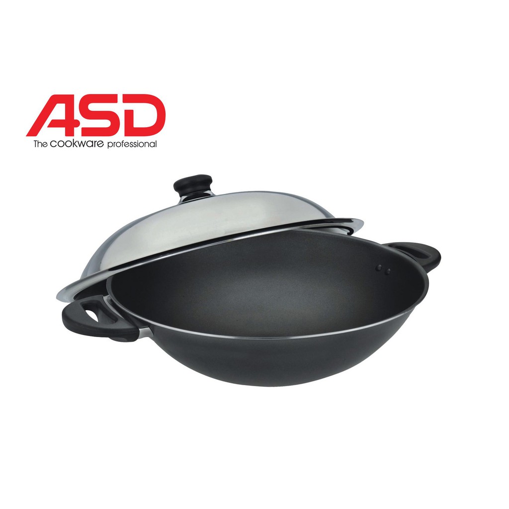 36cm Non-Stick Wok w/Stainless Steel Cover