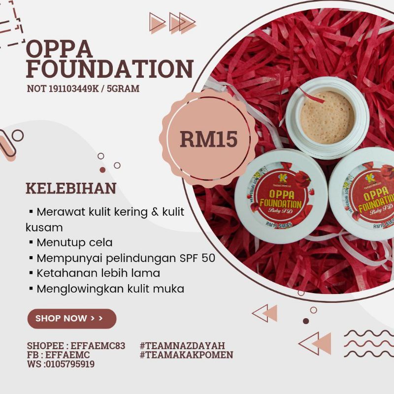 Oppa Foundation SPF50 ( 5gram ) | Shopee Malaysia