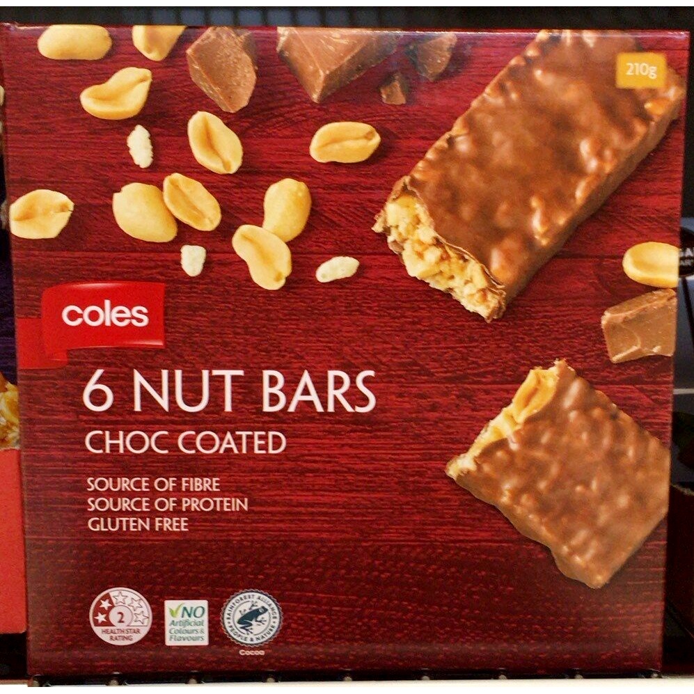 (EXP 04/2025) COLES Nut Bar CHOC COATED (210g) Breakfast Bars Gluten