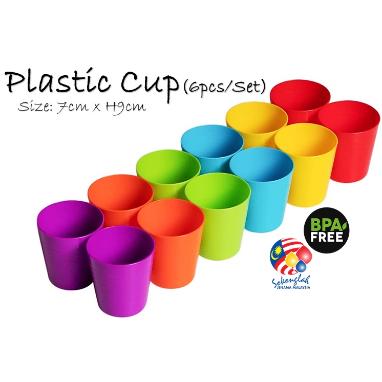 Plastic Colour Mug Gelas Tumble Plastic Restaurant Cups Cawan Plastic