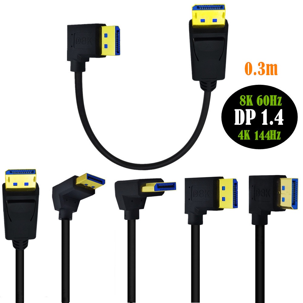 Version 1.4 DP Cable 8K Hd DisplayPort Male 90 Degree Bend Computer ...