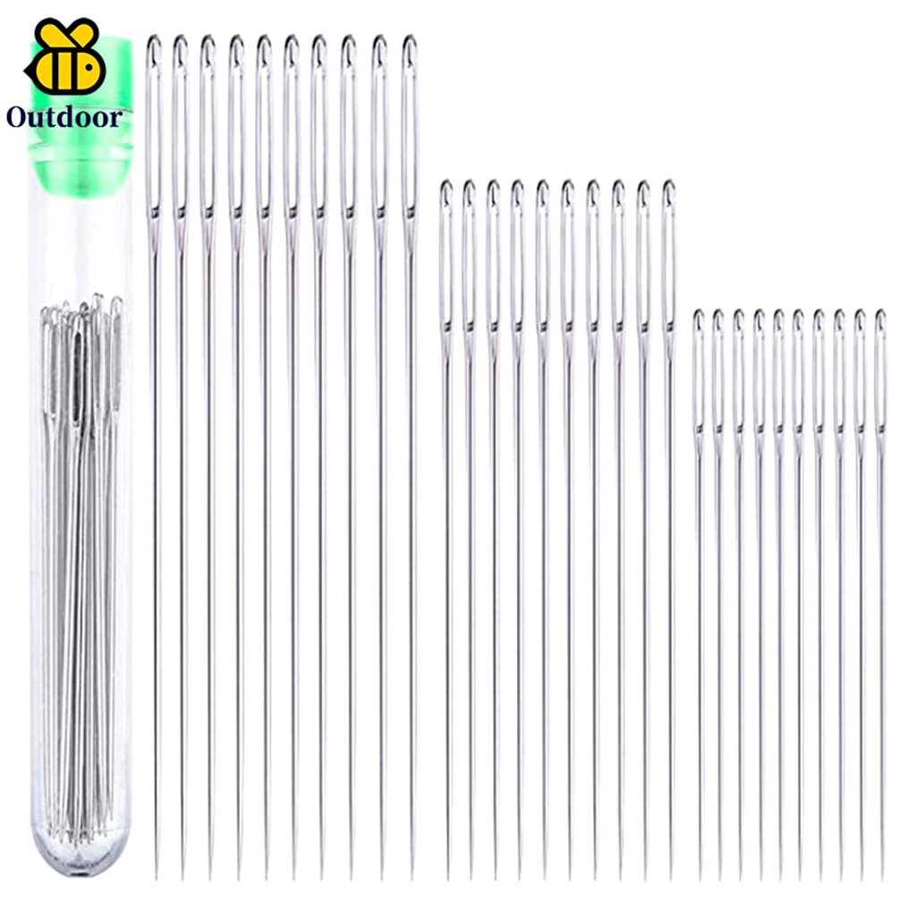 30pcs 3 Sizes Big Eye Stitching Needles with Storage Tube Universal Big ...