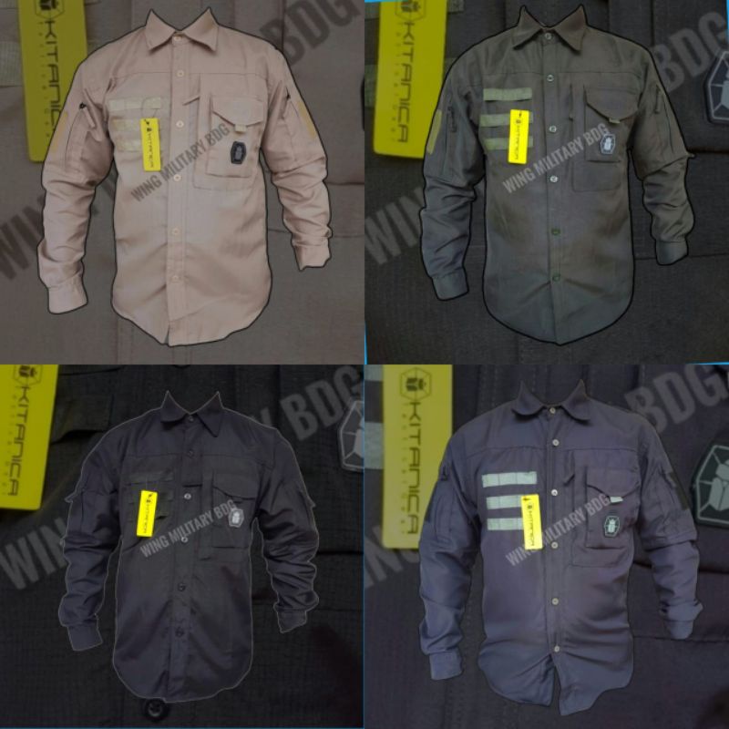 KEMEJA New velcro Long tactical Shirt | Shopee Malaysia