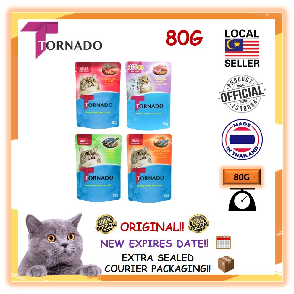 🌟100% ORIGINAL🌟 TORNADO Cat Wet Food / MAKANAN KUCING /WET FOOD 80g ...