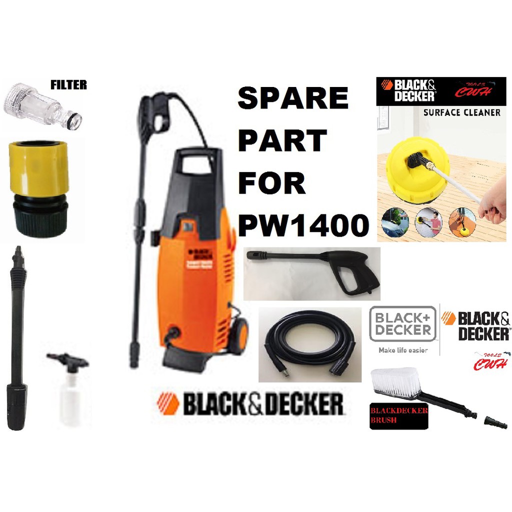 SPARE PART BLACK DECKER PW1400 HIGH PRESSURE WASHER WATERJET BLACK AND ...