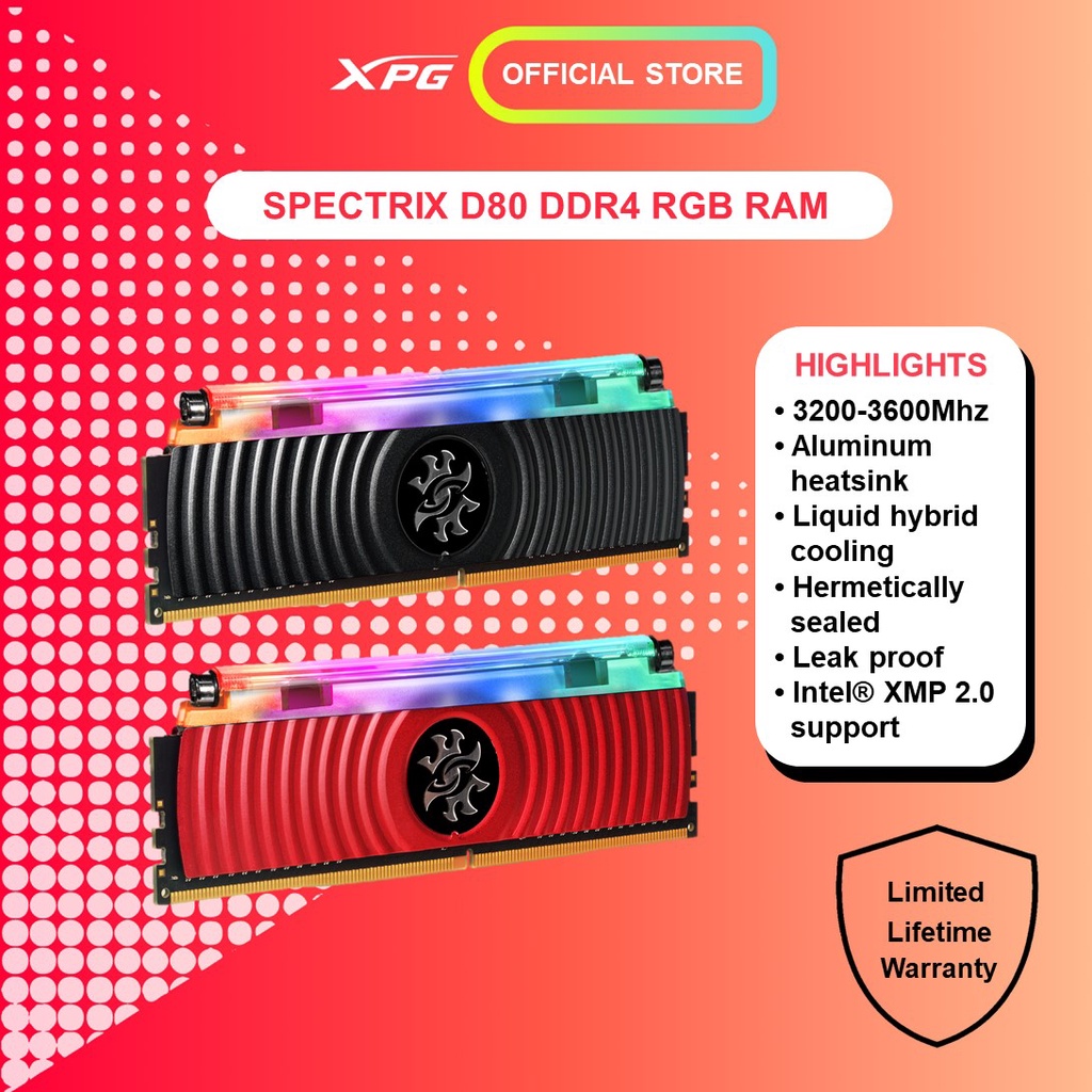Ram Xpg Spectrix D80 Liquid Rgb ADATA RAM D80 DDR4 3200/3600 RGB