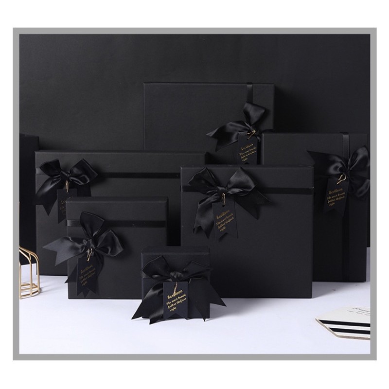 Exclusive Big Size Black Gift Box With Ribbons Beautiful Present Kotak ...