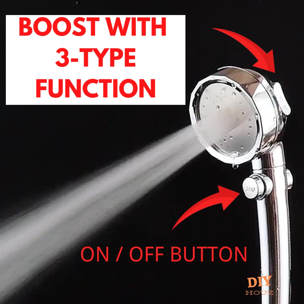 Pressurized boost hand shower / Water-saving hand-held shower - with on ...