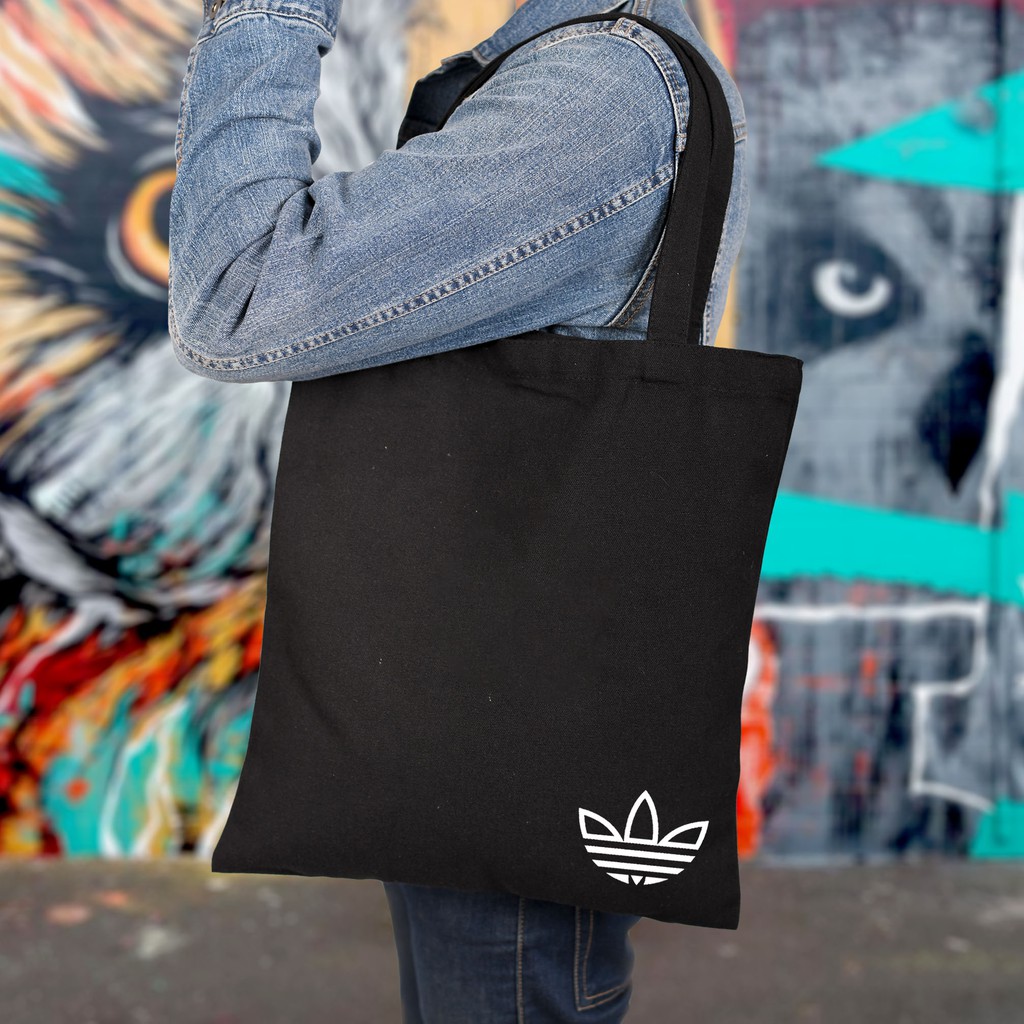 Adidas Flower Viral Tote Bag Canvas Shopping Bag Tuition Bag No