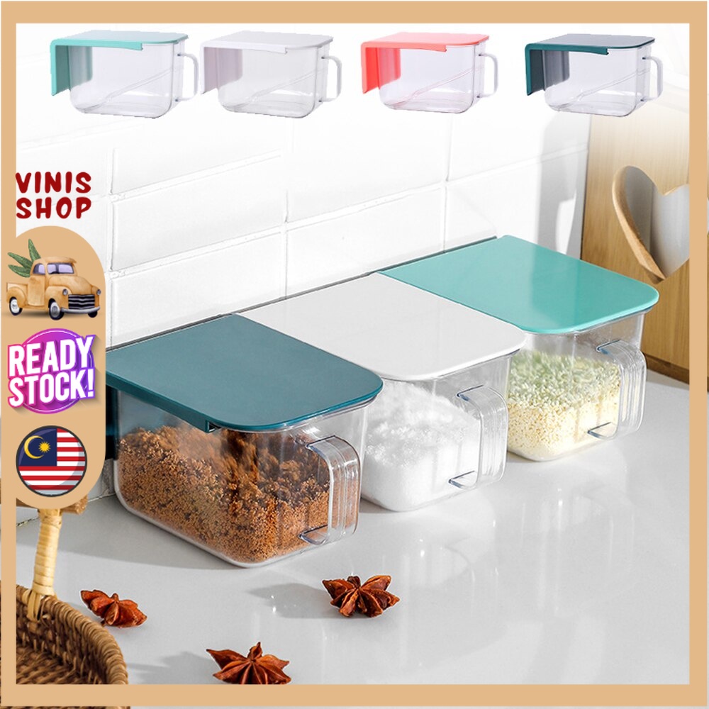 🔥Ready Stocks🔥 Kitchen Seasoning Spices Container Jar with Lid Cover ...