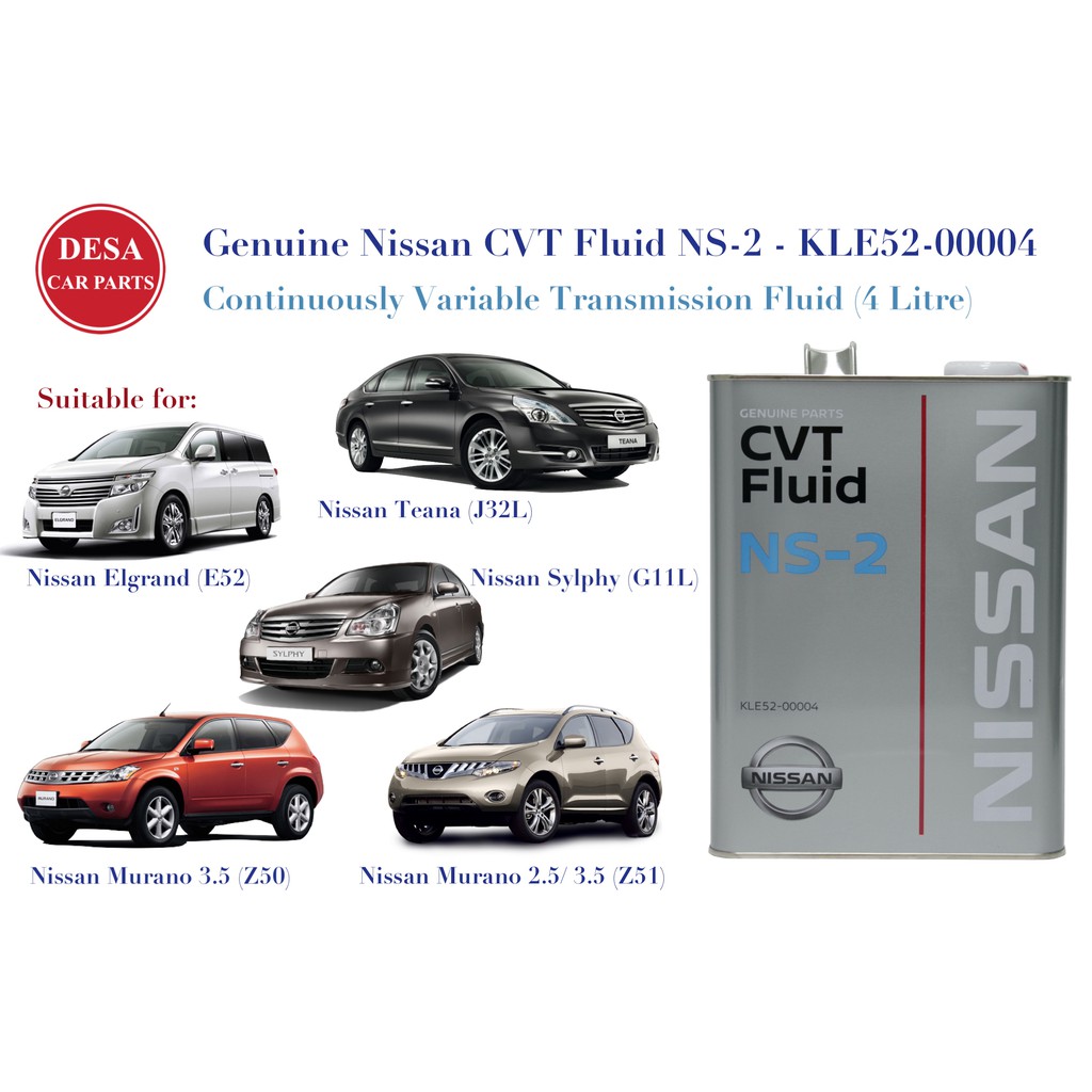 Genuine Nissan CVT Fluid NS2 (4 Litre) for Nissan Sylphy, Teana, Murano & Elgrand KLE5200004