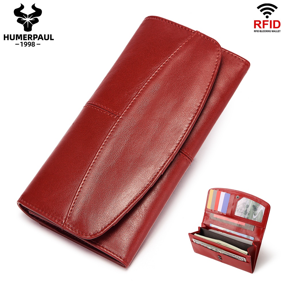 Women'S Long Wallets Rfid Blocking Leather Long Clutch Bags Women'S