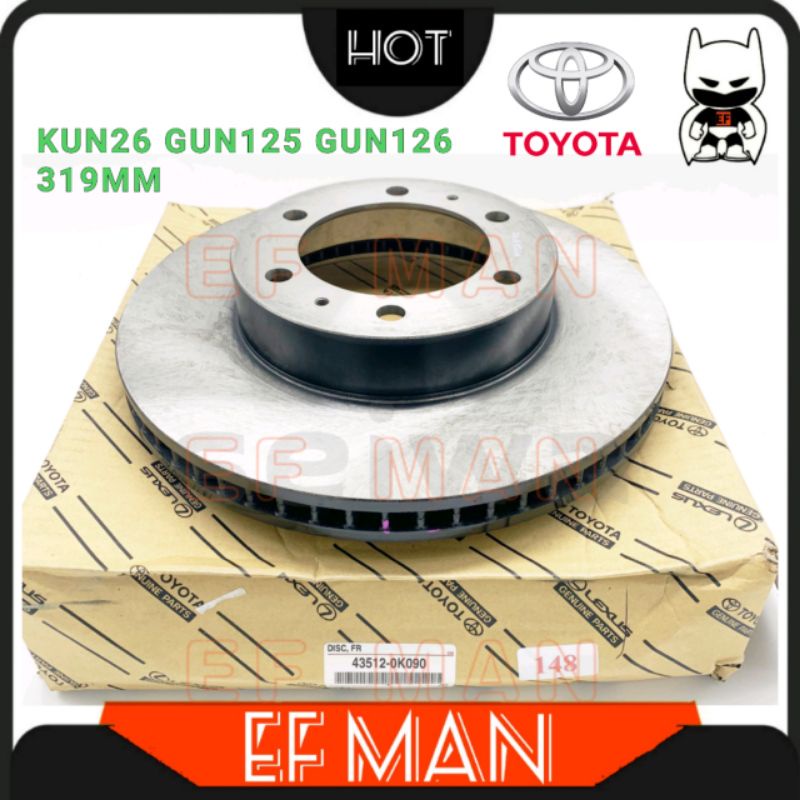 319MM HILUX FORTUNER REVO KUN26 GUN125 GUN126 FRONT DISC ROTOR 43512 ...