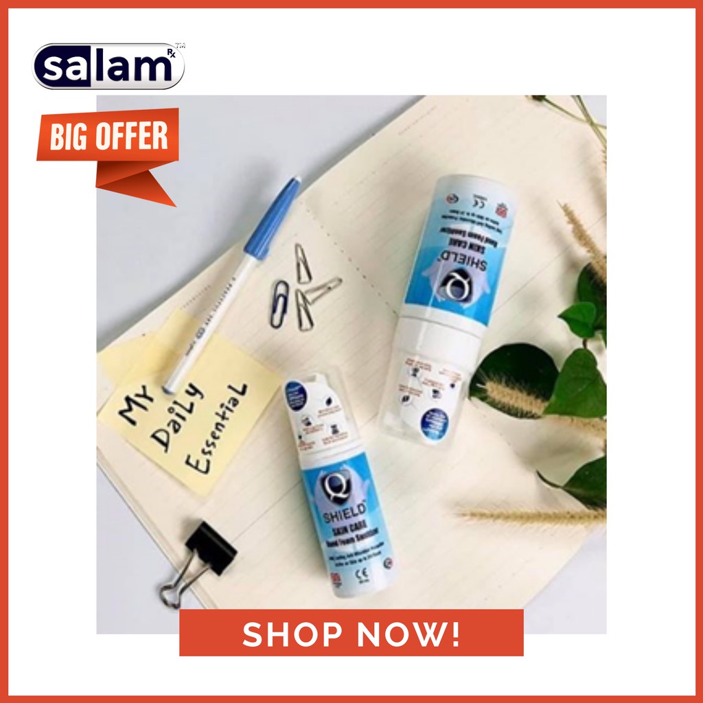 Q SHIELD HAND FOAM SANITIZER 50ML/100ML [24 HOURS PROTECTION] & Q