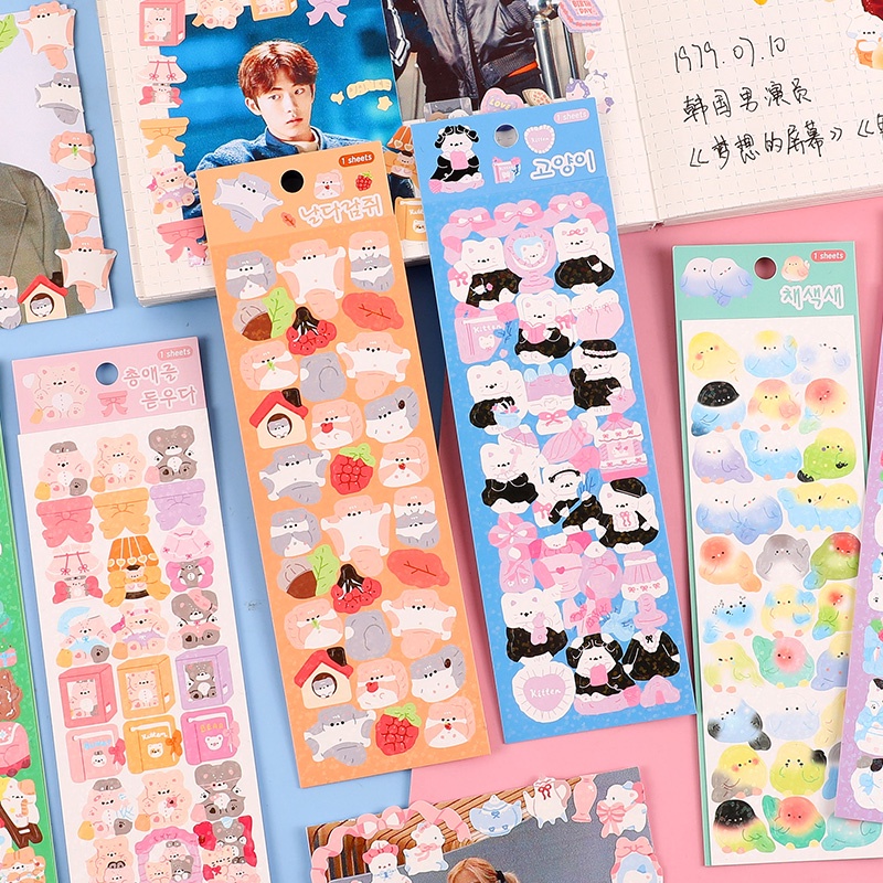 Creative Cartoon Animal Series Stickers Student Handbook Deco DIY ...