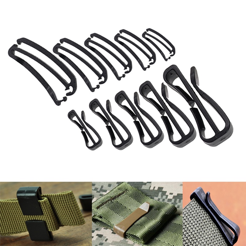 5pcs 5 sizes Camping Hiking Outdoor Military Attach Bag Strap Accessories  Tactical Backpack Buckles Molle Webbing Buckle Adjust Keeper Belt end Clip