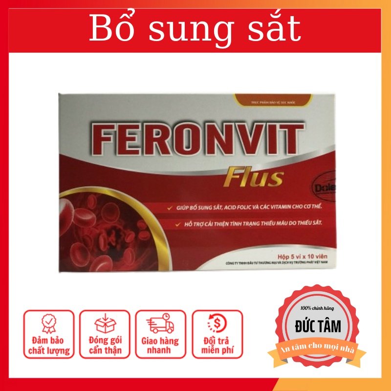 FERONVIT PLUS Iron Supplement Pills Box of 5 Blisters x 10 Pills ...