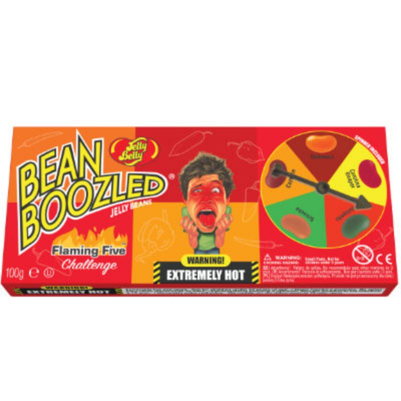 JELLY BEANS BEAN BOOZLED Flaming Five Spinner Box Extremely Hot Candy