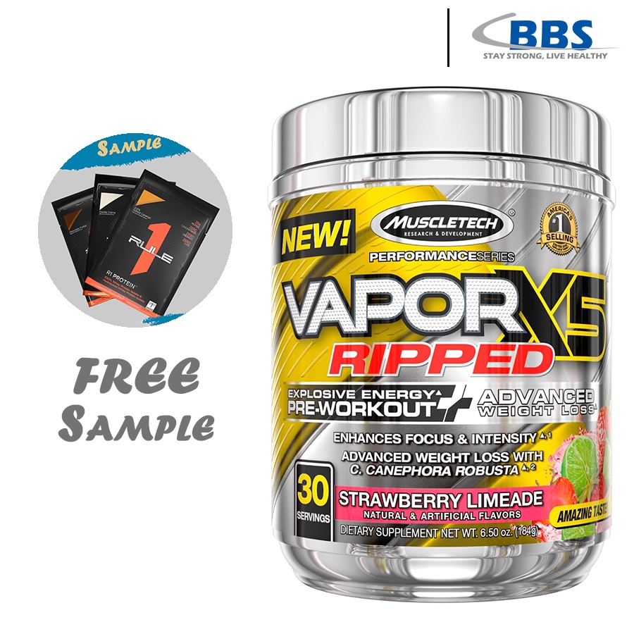 Muscletech Vapor X5 Ripped (30 Servings) Pre Workout, Energy Booster