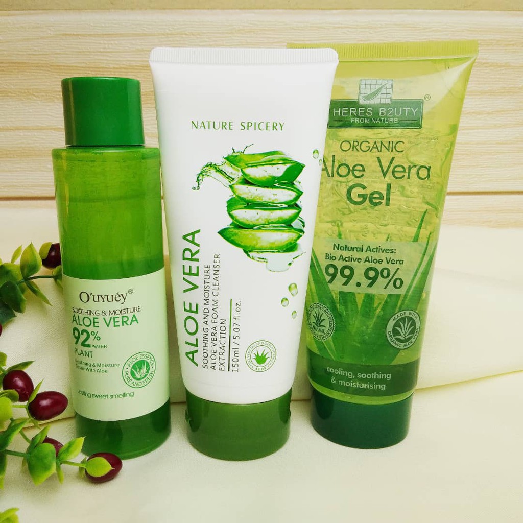 Aloe Vera Facial Skin Care Set (1 X Facial Cleanser, 1 X Toner, 1 X Soothing Gel) Shopee Malaysia