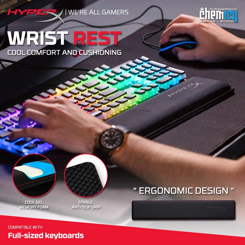 Hyperx Wrist Rest Cool Gel Memory Foam for Gaming Keyboard | Shopee ...