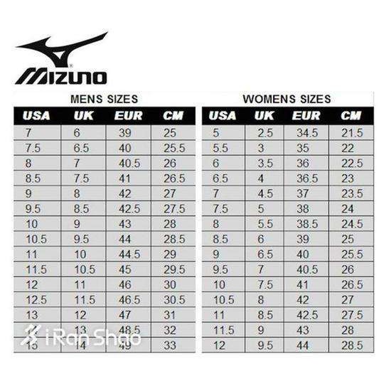 Size chart Mizuno Cleats