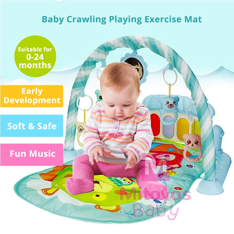 Mitoyos Cutie Baby Gym Piano Playing Crawling Exercise Mat Music Toy ...