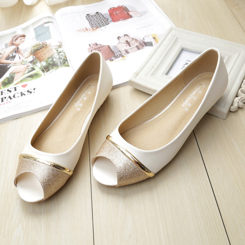 Women Open toe Flat Shoes Plus size 33 43 Shopee Malaysia